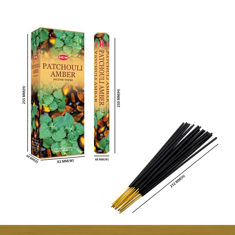 Hem Patchouli Amber Incense Sticks (120 Sticks, 6 Boxes Inside)
