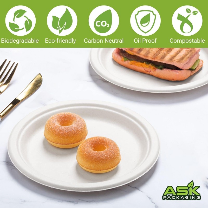 Ask Packaging 100% Compostable (12 Inch / 50-Pack) Heavy-Duty Eco-Friendly