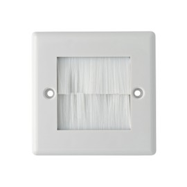 ChaosssCo Single Gang 86mm*86mm Brush Style Opening Passthrough Low Voltage Insert Cable Wall Plate Decoration, White (2 Pack)