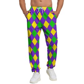 AYUNIX Sweatpants for Mens Mardi Gras Jogger Pants Drawstring Workout Pants Holiday Carnival Parade Costumes Outfits