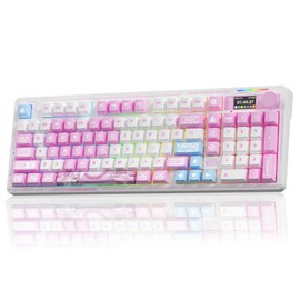 LINGBAO K98 PRO Anime Mechanical Keyboard Wireless, with Screen & Knob,RGB Gaming Keyboard, Tri-Mode BT5.0/2.4GHz/USB-C, Gasket Mount Hot Swappable Linear Switches Gamer Keyboards for PC/Mac/Android