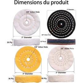 ANBOO 5 Polishing Discs with 2 Sets Polishing Wheel Polishing Pad Polishing Pad with 6mm Drill Chuck for Metal Wood Stone