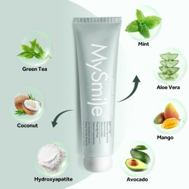 MySmile Nano Hydroxyapatite Teeth Whitening Toothpaste Enamel Safe Mint 4.2oz