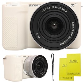 Funda para cámara Sony ZV-E10 II/ZV-E10M2, funda protectora de silicona suave ZV-E10 II, funda suave antiarañazos, funda suave con protector de visualización ZV-E10 II y correa de muñeca. (Blanca