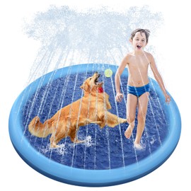 Raxurt Dog Water Toys, Anti-Slip Splash Pad for Dogs Thickened Durable Upgrade Sprinkler Pad Pet Summer Outdoor Water Toys Backyard Fountain Play Toy, Blue