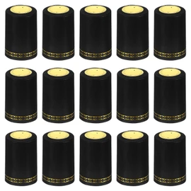 PATIKIL PVC Heat Shrink Cap for Wine Bottle, 50 Pcs 33x50mm Wine Shrink Wrap Seals Sleeves Caps Shrink Top Cover Flower Pattern for Wine Cellars Home Kitchen Use, Black