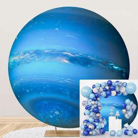 DORCEV Diameter 3ft Universe Neptune Round Backdrop Cover Cosmic Outer Space Planet Photography Background Solar System Backgrounds for Kids Birthday Party Decor Adults Portrait Photo Booth Props
