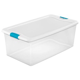 Sterilite 14998004 106 Quart White/Clear Plastic Storage Box With Blue Aquarium Latches4