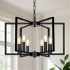 Black Farmhouse Chandelier, 6 Light Geometric Dining Room Light Fixture,