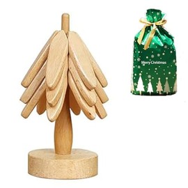 Mamakura Christmas Gift, Women's, Christmas Tree, Tabletop, Trivet, Coaster, Wooden, Interior Goods, Accessories, Christmas Present, Bag Included, Width 7.7 inches (19.5 cm), Natural