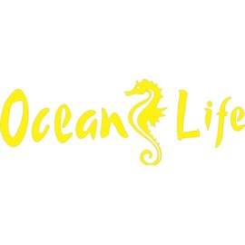 Barking Sand Designs Ocean Life Seahorse- Die Cut Vinyl Window Decal/Sticker for Car/Truck (Yellow)