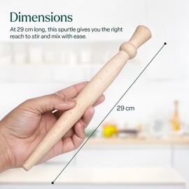 Scottish Spurtle Porridge Stirrer - Wooden Thistle Smooth Beechwood Stick - 29 cm Long
