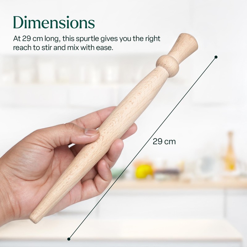 Scottish Spurtle Porridge Stirrer - Wooden Thistle Smooth Beechwood Stick