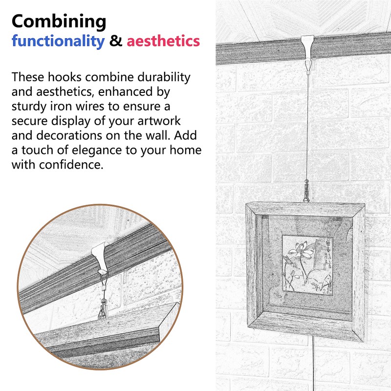 Picture Hanging Kit – Picture Rail Hooks with 12 of