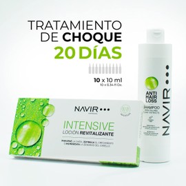 NAVIR Profesional | Anti-Haarausfall-Ampullen + Anti-Haarausfall-Shampoo | Behandlung mit pflanzlicher Plazenta | Damen und Herren (Shampoo 500 ml + Ampullen 10 x 10 ml)