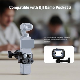 NEEWER Pocket 3 Cage & Action Camera Adapter Compatible with DJI Osmo Pocket 3 & Action 2 Magnetic Mount, Aluminium Alloy Gimbal Rig with 1/4 Inch Thread, Cold Shoe for Accessories Extension, AC009