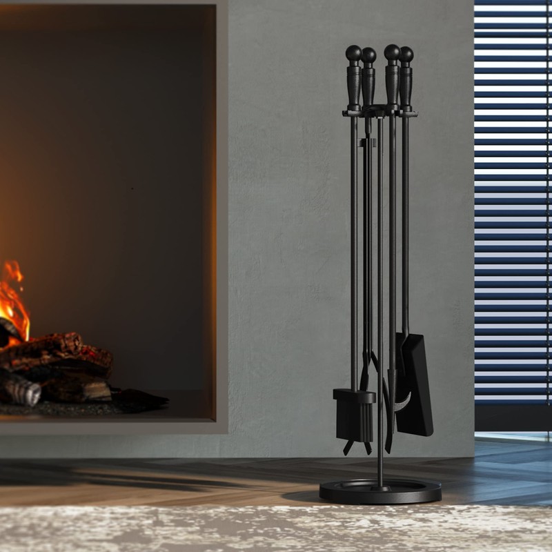 Fire Beauty Fireplace Tools Set 5 Pieces Wrought Iron Fire