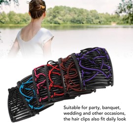 6 Pack Elastic Magic Hair Comb, Stretchy Double Comb Hair Clips Multipurpose Hair Accessories, for Women Girls, with 6 Colors