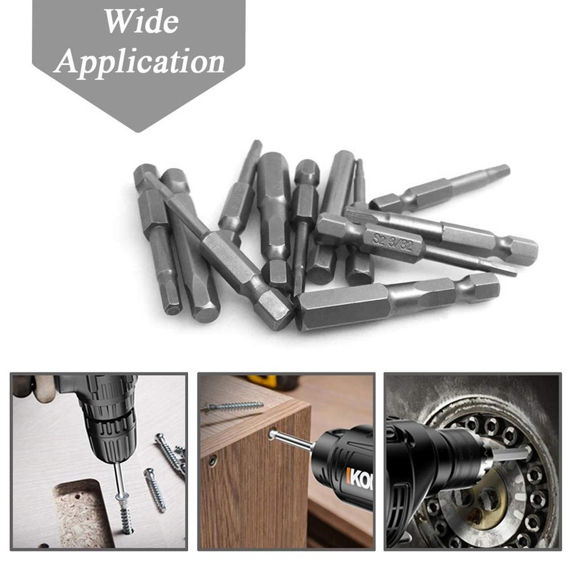 Mesee 10 Pieces 50mm Inner Hex Head Magnetic Screwdriver Bits,