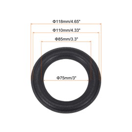 sourcing map 2 Pcs 4.5 Inch Foam Speaker Edge Surround Rings 75x118mm(IDxOD) Perforated Subwoofer Rings Replacement Parts for Speaker Repair or DIY,Black