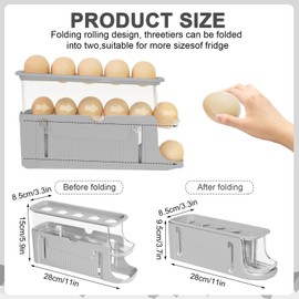 Egg Storage Fridge Holds 17 Pieces, Automatic Rolling Fridge Egg Organiser, Egg Dispenser Egg Container Egg Storage Boxes for Fridge Storage