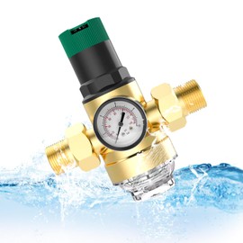 Water Pressure Regulator with Pressure Gauge, Water Filter 3/4 Inch House Connection Pressure Reducer Water, with Water Pressure Gauge and Mesh Filter, Water Pressure Valve Made of Brass for