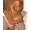 GZJOGO Sun Pendant Necklace for Women, 14K Gold Plated Dainty