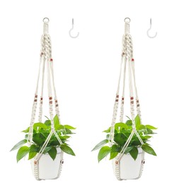 Belit 2 Pack Macrame Plant Hangers Indoor Hanging Planter Basket Decorative Flower Pot Holder Rope for Indoor Outdoor Home Decor