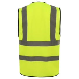 HuntaDeal Hi Viz Vis Vest High Visibility Reflect Workwear Safety Waistcoat, Yellow, 2XL
