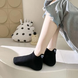 DAMILY Women's Socks, Ankle Socks, Summer, Cotton, Short Socks, Cute, Embroidered, Fashionable, Ankle Socks, Not Easy to Get Off, No Stuffy, Set of 10, Breathable, 8.7 - 9.8 inches (22 - 25 cm), 10