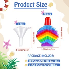 Mifoci 30 Pcs Shell Sand Art Bottle Necklaces Sand Art Kits for Kids Sand Art Containers with Funnels Plastic Sand Bottles for Boys Girls DIY Art Craft Party Supplies, Sand Not Included