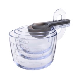 Kai KAI KITCHEN DH8130 Stackable Measuring Cups, Set of 5, 2.4 fl oz (60 ml), 3.4 fl oz (100 ml), 7.8 fl oz (200 ml), Measuring Spoon, Tablespoon, Dishwasher Safe, Clear, Gray, Made in Japan