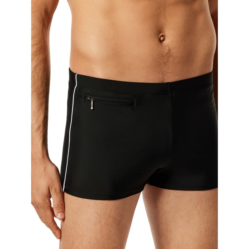 Schiesser Men's Comfort with Leg Swimming Trunks, black
