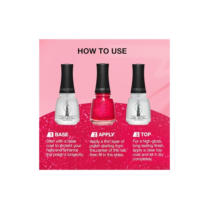 CHINA GLAZE Esmalte de Uñas Strawberry Fields, Brillo fucsia profundo,
