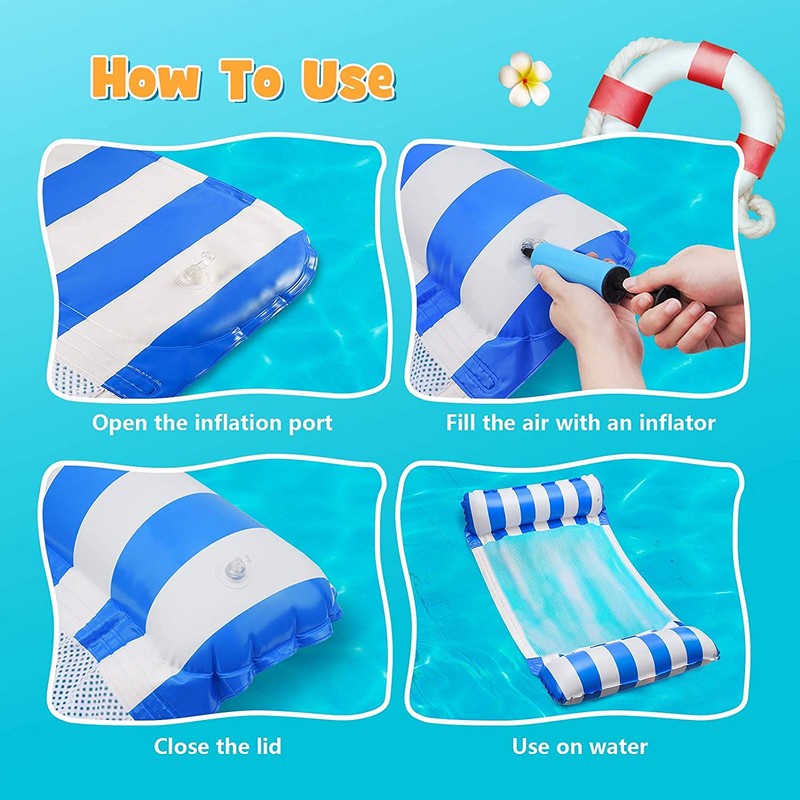 LATERN 130CM Swimming Pool Float Hammock, 4-in-1 Saddle/Lounge Chair/Hammock/Drifter Inflatable