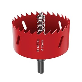 DURI Bi-Metal Hole Saw | 75 mm | with Arbor and Pilot Bit - Smooth Fast Cutting for Wood, Plywood, Plastic, Drywall, Thin Metal Sheets, and More | Ideal for Ceiling Light Installation and DIY Projects