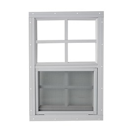 Shed Window 14x21 White - Vertical Slider with Tempered Glass & Bug Screen.