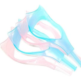 4 Tarjetas para Pestañas, 3 En 1, Reutilizables, de Plástico, para Máscara de Pestañas, Cepillo, Rizador, Peine, Herramientas de Maquillaje para Mujeres (Rosa, Azul)