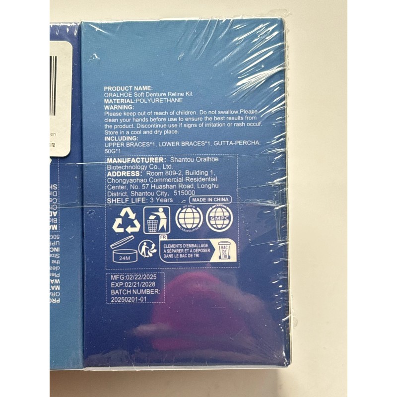 Oralhoe Soft Denture Reline Kit = Upper/Lower Gutta Percha Polyurethane