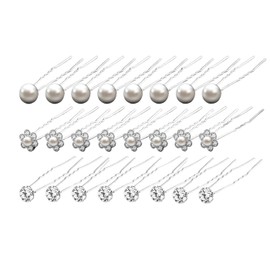 Pearl Hair Pins - 24pcs Wedding Pearl Hair Pins - Bridal Hair Pins - U Shaped Diamond Hair Pins - Crystal Hair Pins - Bridal Flower Hair Pins - Wedding Hair Pins for Women Girls,Bride Hair Accessories