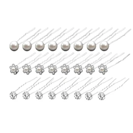Pearl Hair Pins - 24pcs Wedding Pearl Hair Pins - Bridal Hair Pins - U Shaped Diamond Hair Pins - Crystal Hair Pins - Bridal Flower Hair Pins - Wedding Hair Pins for Women Girls,Bride Hair Accessories