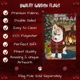 Doggie of the Day Siberian Husky Dog Garden Flags - Christmas Stocking was Hung - Double Sided - Yard Porch Lawn Spring Decorative Gift - Home Decor 12 1/2"w x 18"h - GFLAG50778