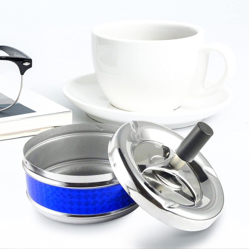 Starlet24 Rotating ashtray, wind ashtray, storm ashtray, blue, 13 cm