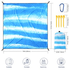 WIWIGO Beach Blanket Waterproof Sandproof Beach Mat 79" X 83" /10'x9'for 2-8 Adults Quick Drying Outdoor Picnic Mat Beach Accessories for Travel, Camping, Hiking