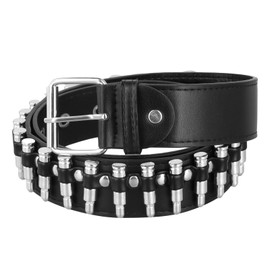 Amexo Studded Bullet Belt Punk Rock Rivet Belt Black Studded Gothic Belt PU Leather Punk Waist Belt Adjustable Bullet Rivet Belts with Metel Buckle for Women Men for Jeans Dress Pants