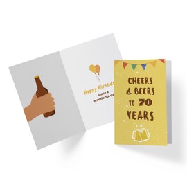 Funny 70th Birthday Card – Funny 70 Years Old Anniversary Card – Happy 70th Birthday Card – Beer 70th Birthday Card – With A Red Envelope