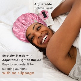 YANIBEST Satin Bonnet Silk Bonnet Sleep Cap for Women Extra Large Reversible Adjustable Satin Cap Sleeping Curly Natural Hair Red02