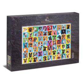 Ulmer Puzzleschmiede - Colourful Dog Puzzle - Classic 1000 Piece Puzzle - Puzzle Motif as a Collage with 80 Happy Dog Portraits