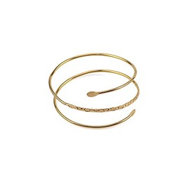 Caiyao Fashion Upper Arm Bracelet Cuff Bangle Coil Bracelet Simple Swirl Leaf Armband Jewelry-Gold Simple