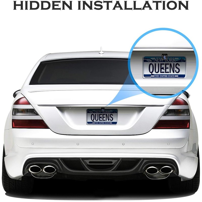 Car License Plate Rearview Camera Mounting Bracket Kit, Black